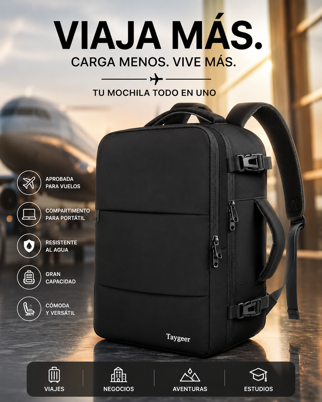 Taygeer Valentina – Mochila Funcional para Trabajo y Viaje