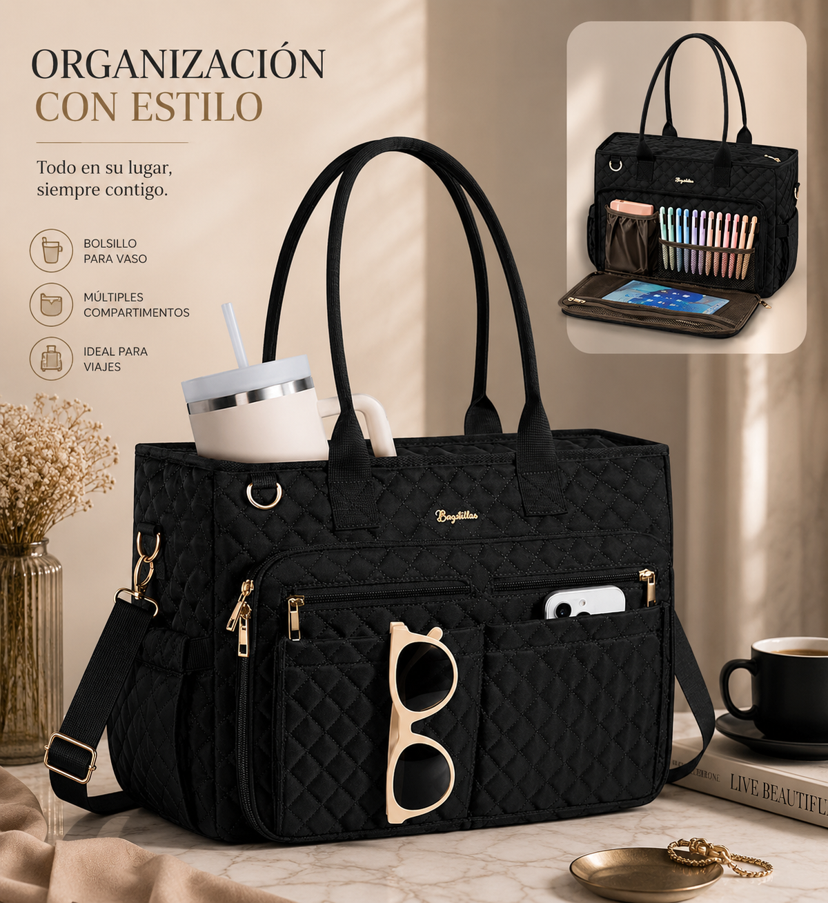 Bagstellar Aurora – Tote Bag Funcional para Trabajo y Viaje