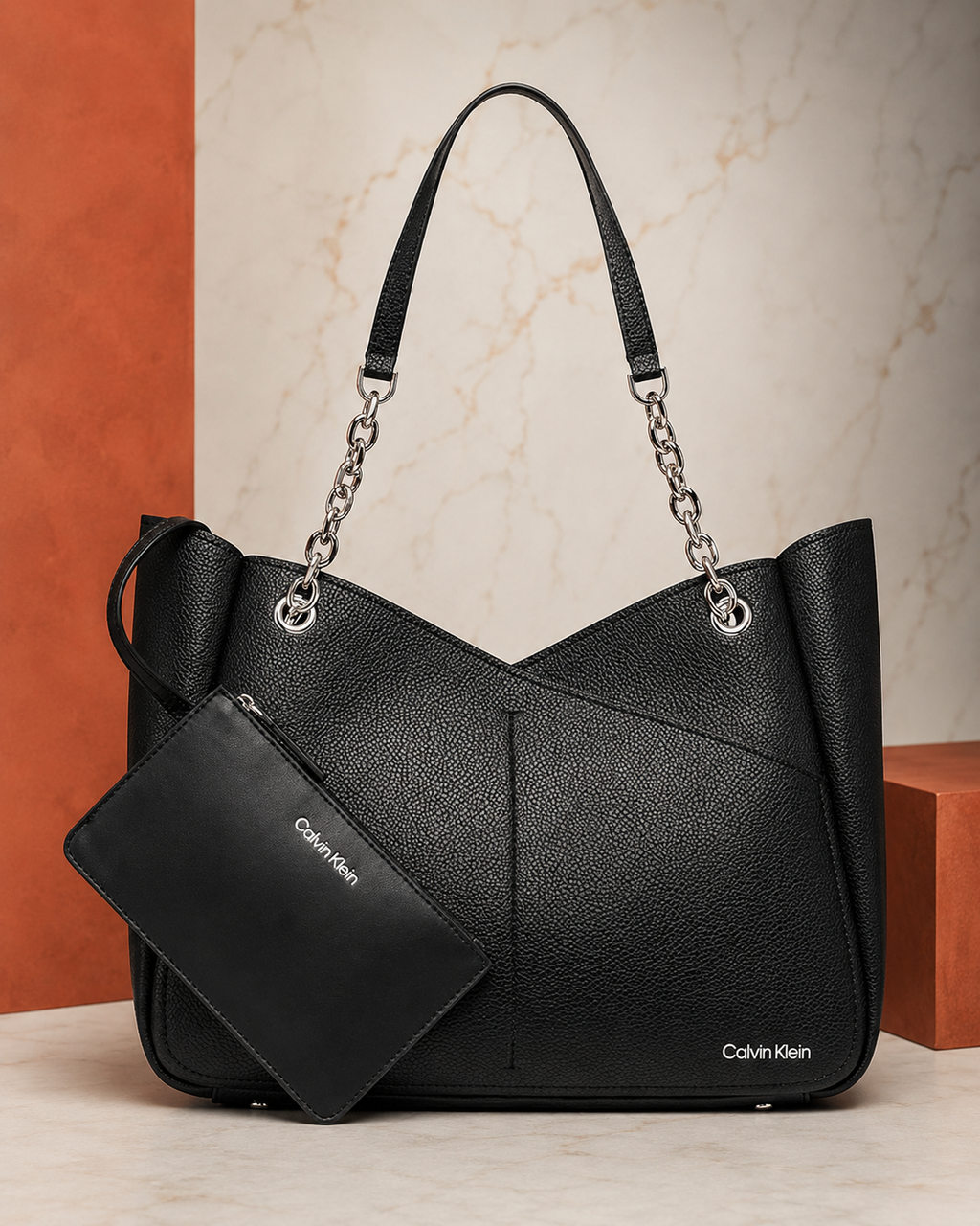 Calvin Klein Elena – Bolso Tote con Cadena 100% Original