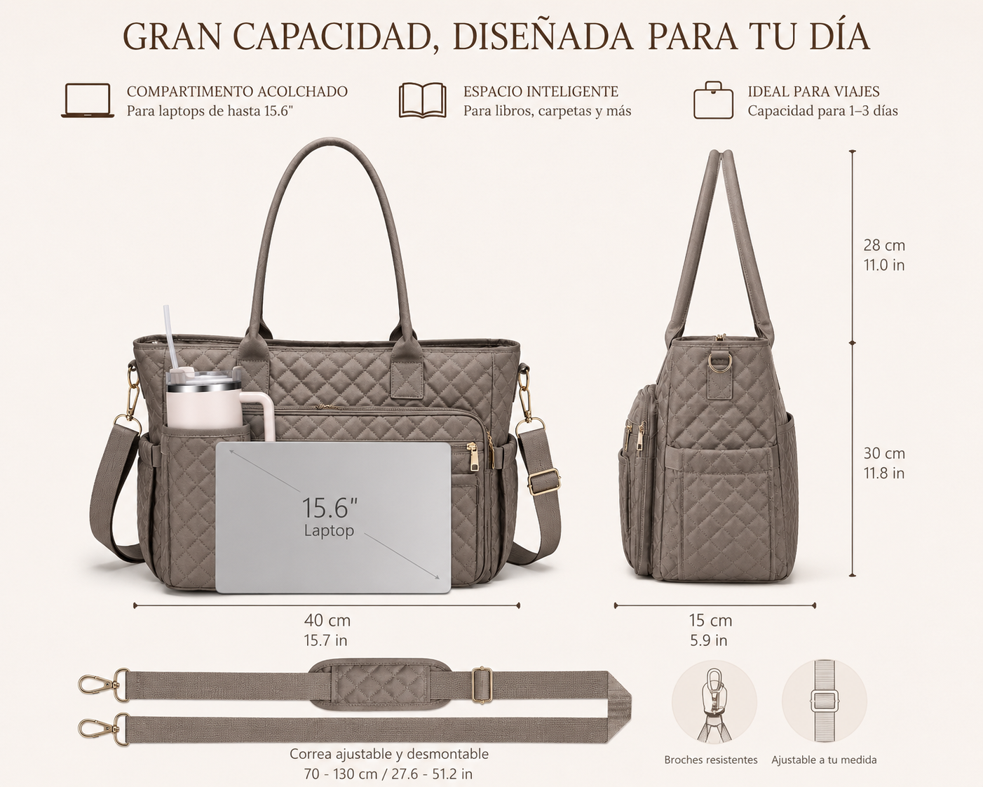 Bagstellar Aurora – Tote Bag Funcional para Trabajo y Viaje