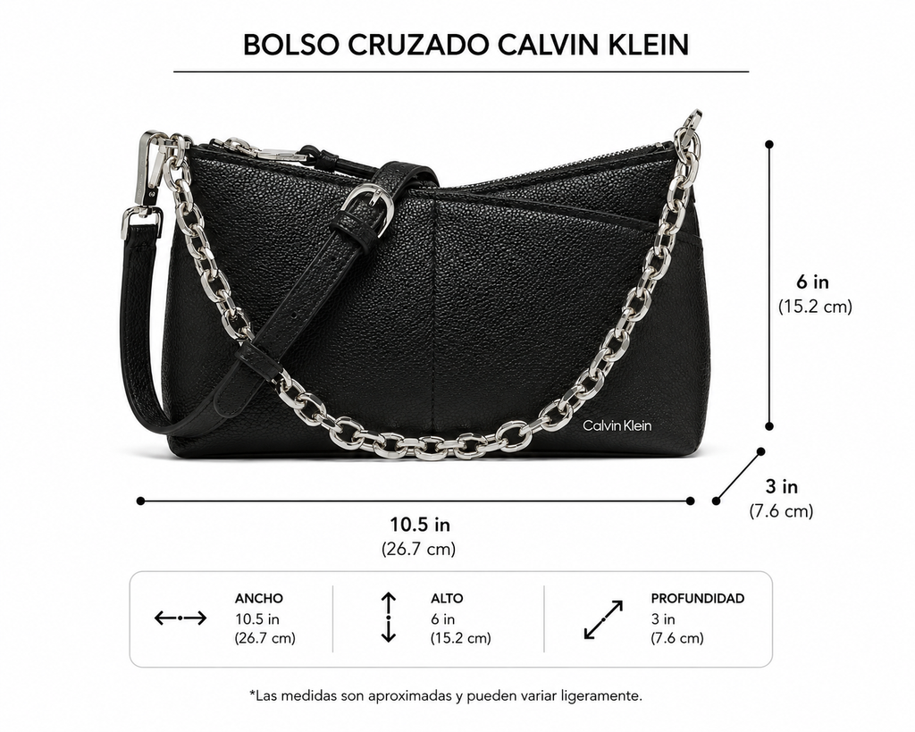 Calvin Klein Camila – Bolso Cruzado con Cadena 100% Original