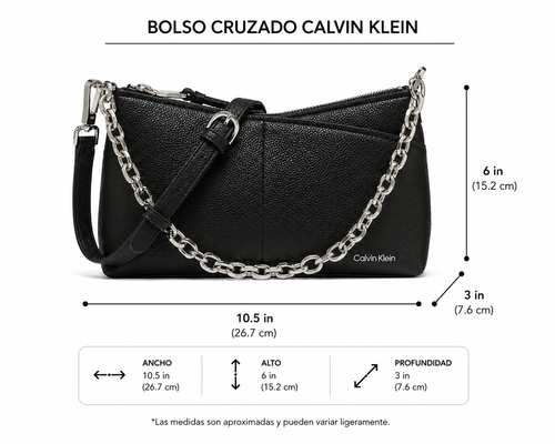 Calvin Klein Camila – Bolso Cruzado con Cadena 100% Original