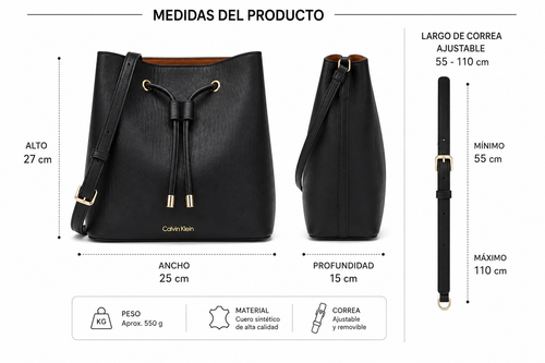Calvin Klein Sofia – Bolso Balde con Cordón 100% Original