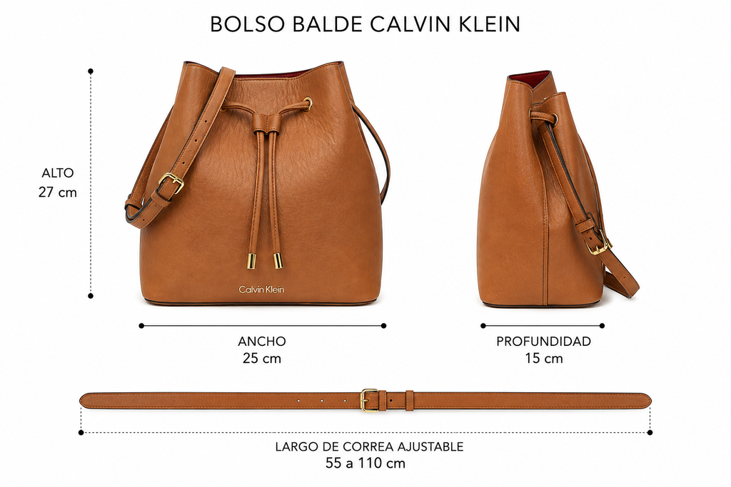 Calvin Klein Sofia – Bolso Balde con Cordón 100% Original