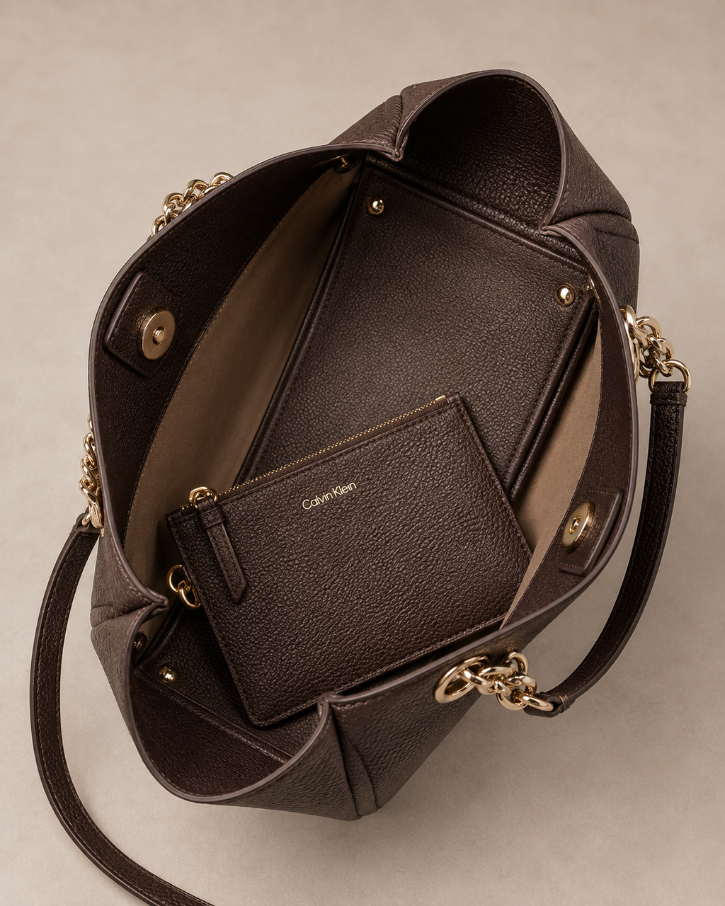 Calvin Klein Elena – Bolso Tote con Cadena 100% Original
