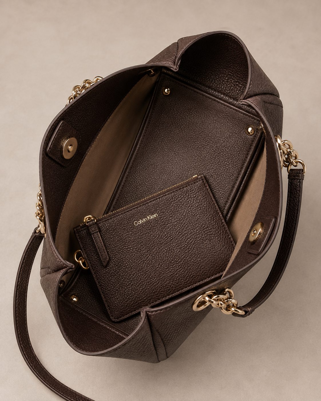 Calvin Klein Elena – Bolso Tote con Cadena 100% Original