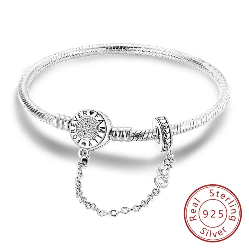 Pulsera de Plata 925 Cadena Serpiente Estilo Charm para Mujer