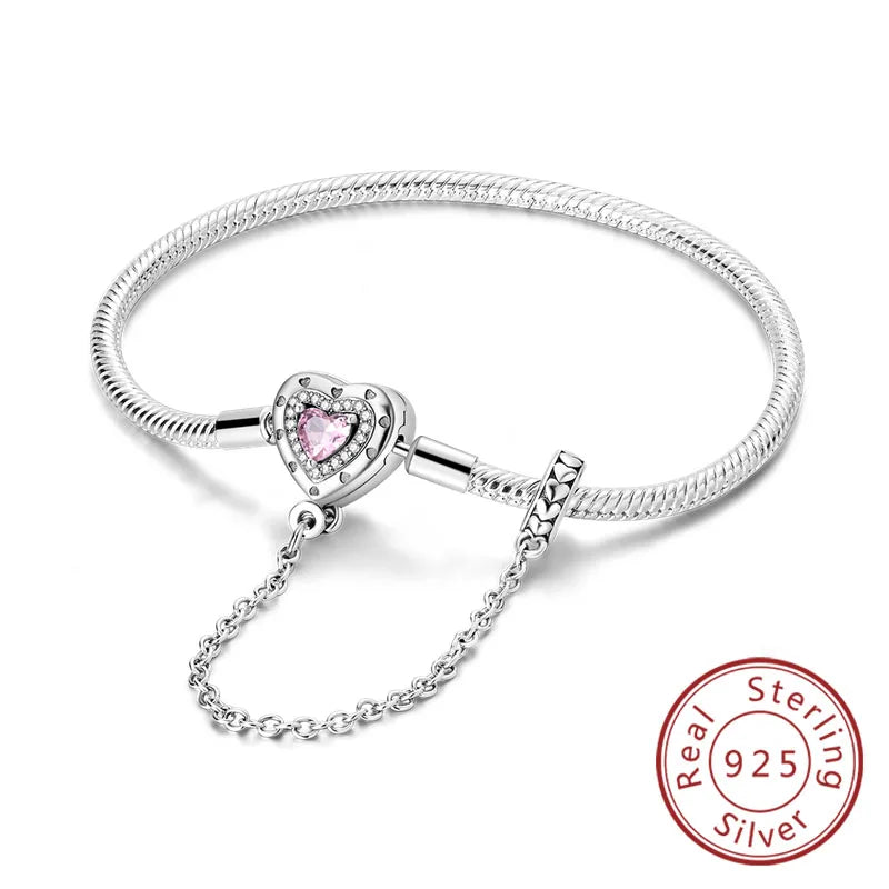 Pulsera de Plata 925 Cadena Serpiente Estilo Charm para Mujer