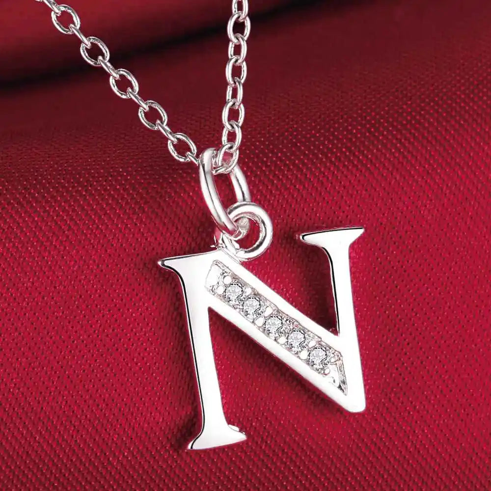 Collar de Letra Inicial Plata 925 con Zircón