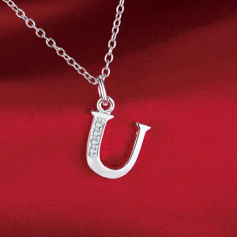 Collar de Letra Inicial Plata 925 con Zircón