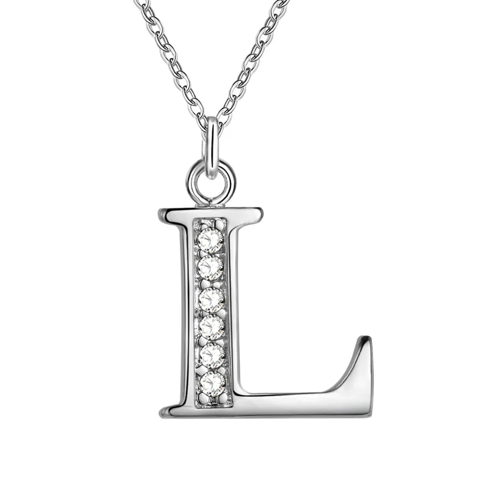 Collar de Letra Inicial Plata 925 con Zircón