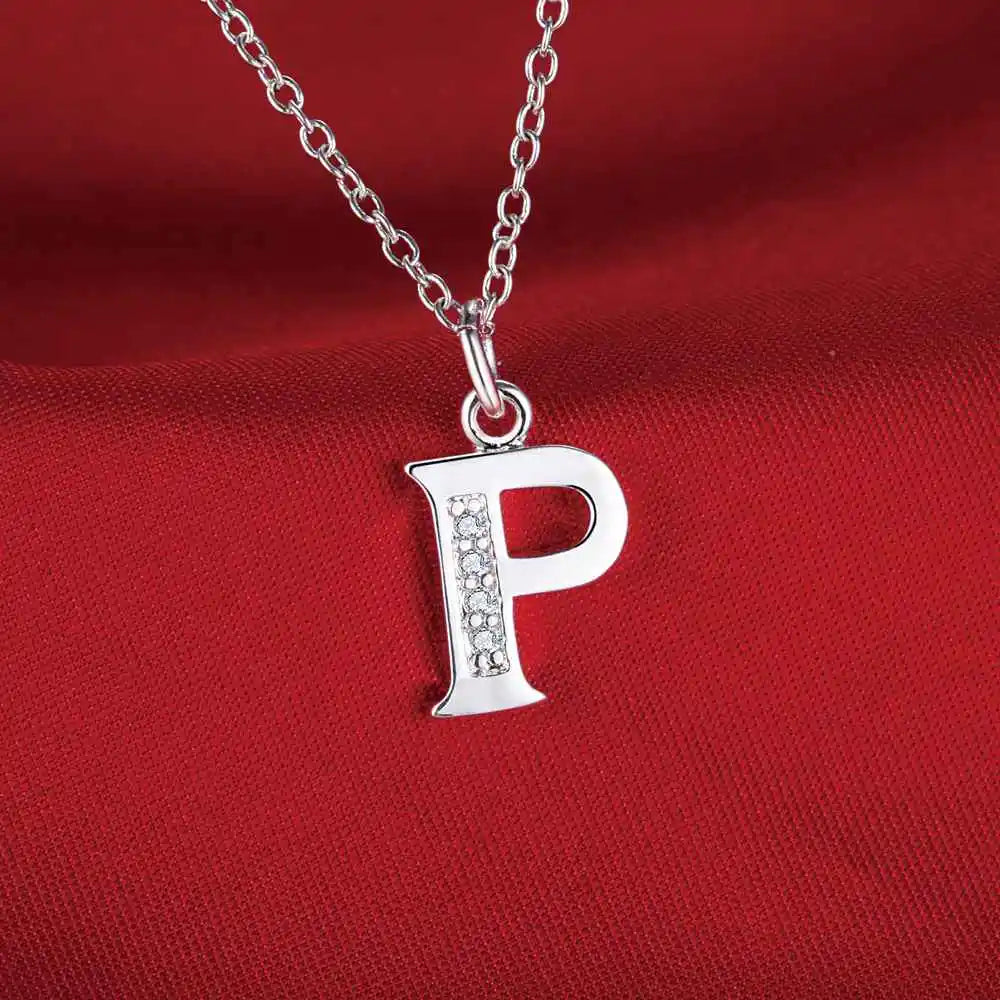 Collar de Letra Inicial Plata 925 con Zircón