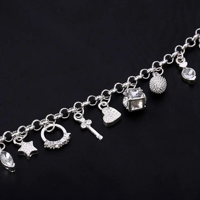 Pulsera de Plata 925 con Charms Colgantes — Joyería Fina para Mujer
