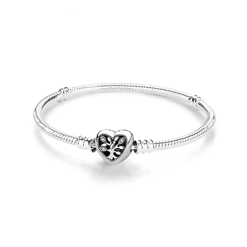 Pulsera de Plata 925 con Cierre de Corazón Brillante