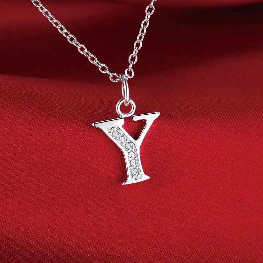 Collar de Letra Inicial Plata 925 con Zircón