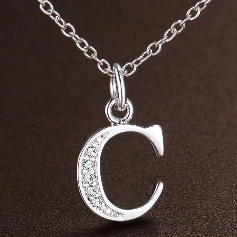 Collar de Letra Inicial Plata 925 con Zircón