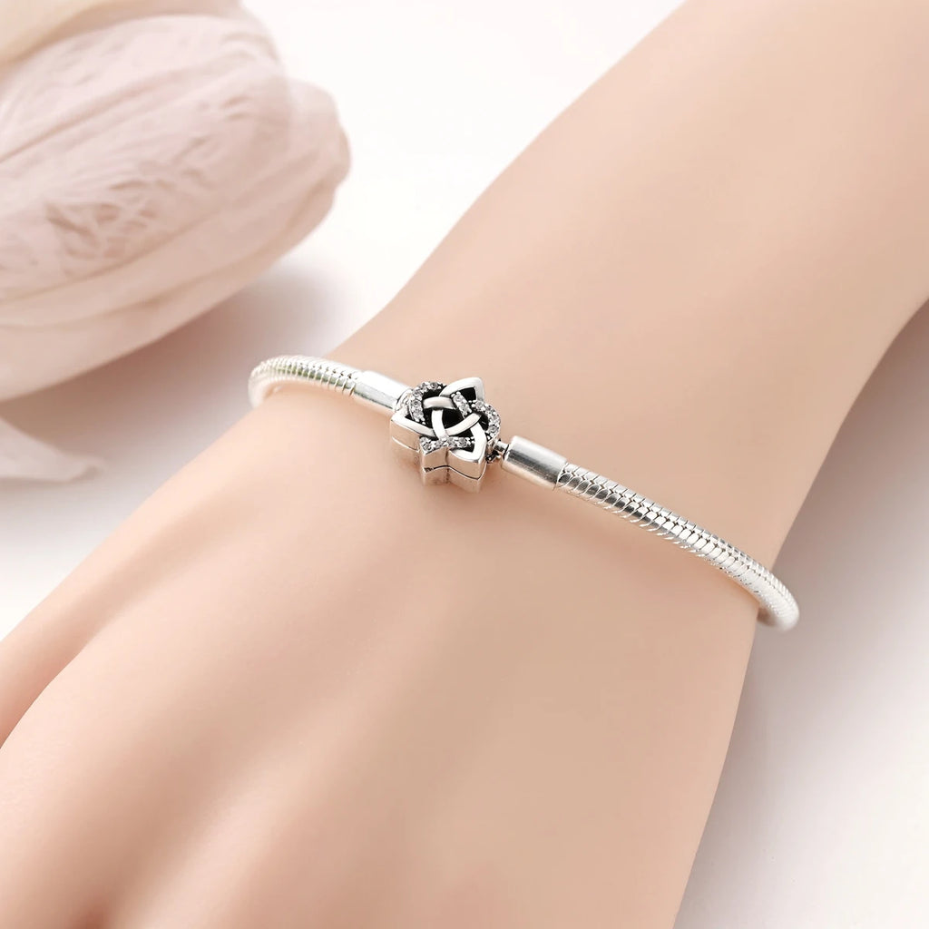 Pulsera de Plata de Ley 925 Estilo Pandora — Elegante y Ajustable