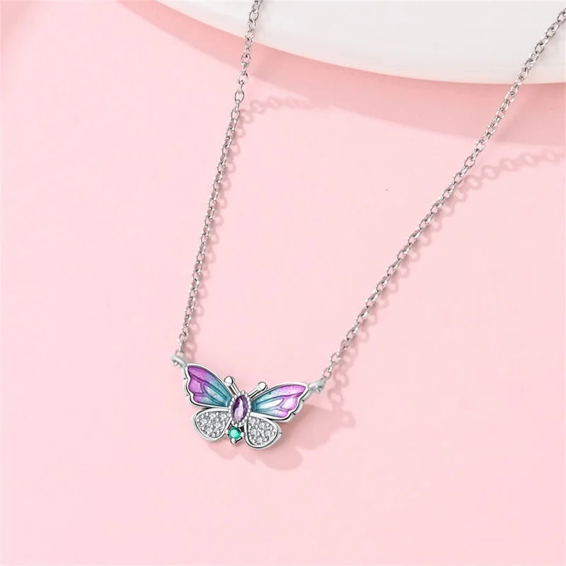 Collar de Mariposa Plata de Ley 925 — Colgante Elegante para Mujer