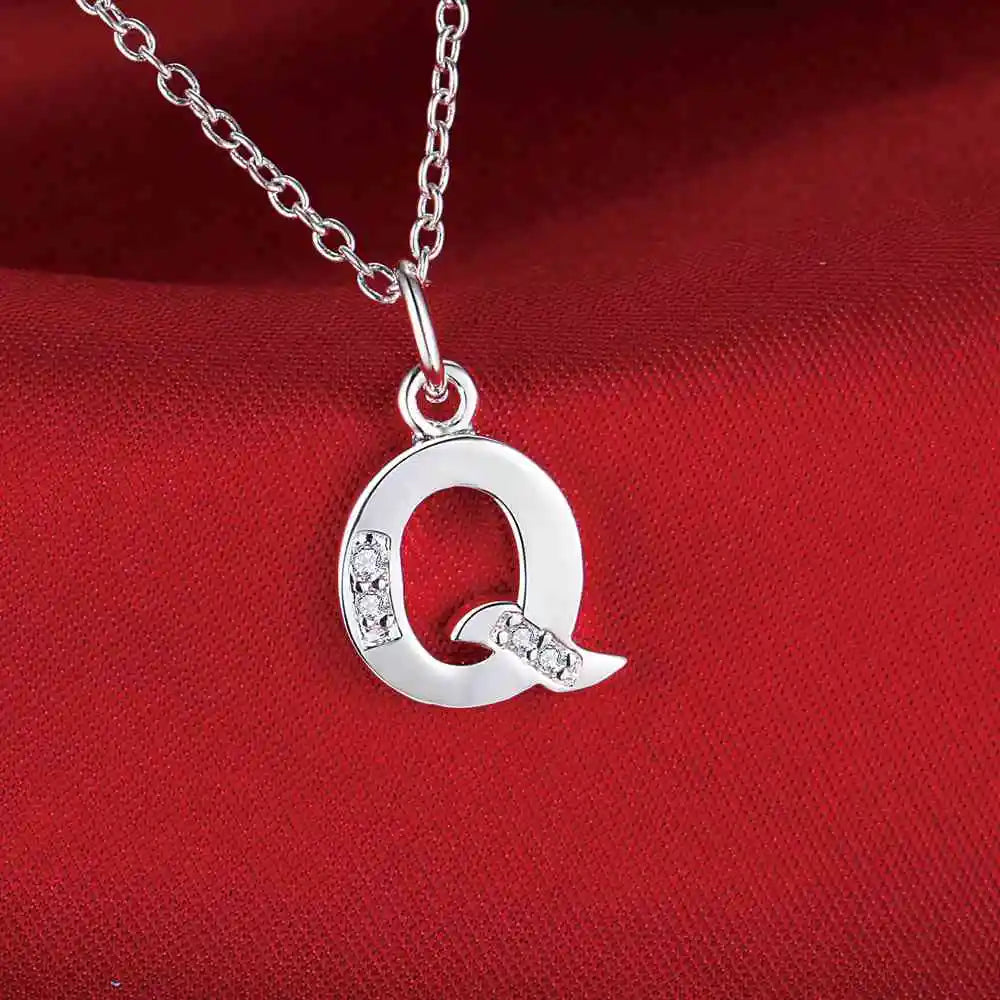 Collar de Letra Inicial Plata 925 con Zircón