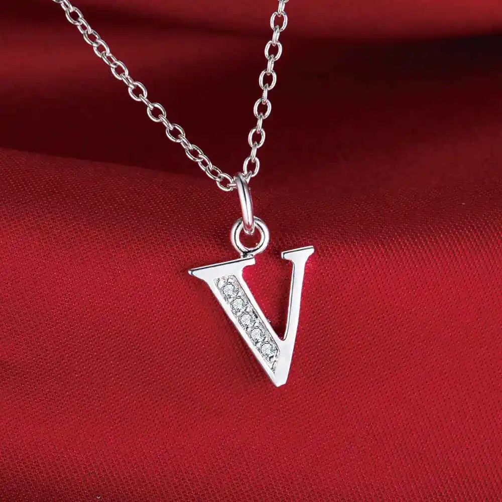 Collar de Letra Inicial Plata 925 con Zircón