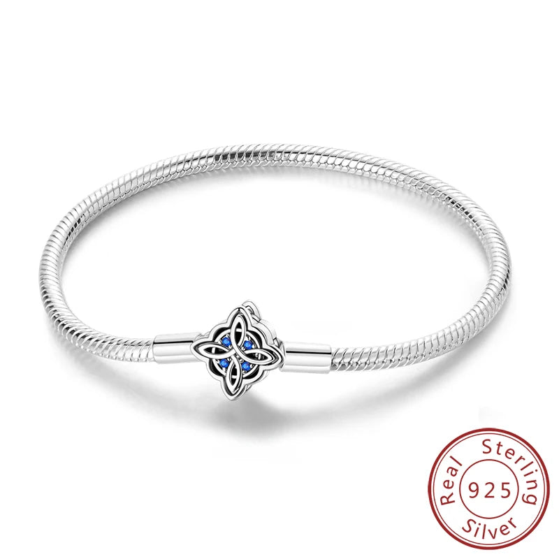 Pulsera de Plata 925 Cadena Serpiente Estilo Charm para Mujer