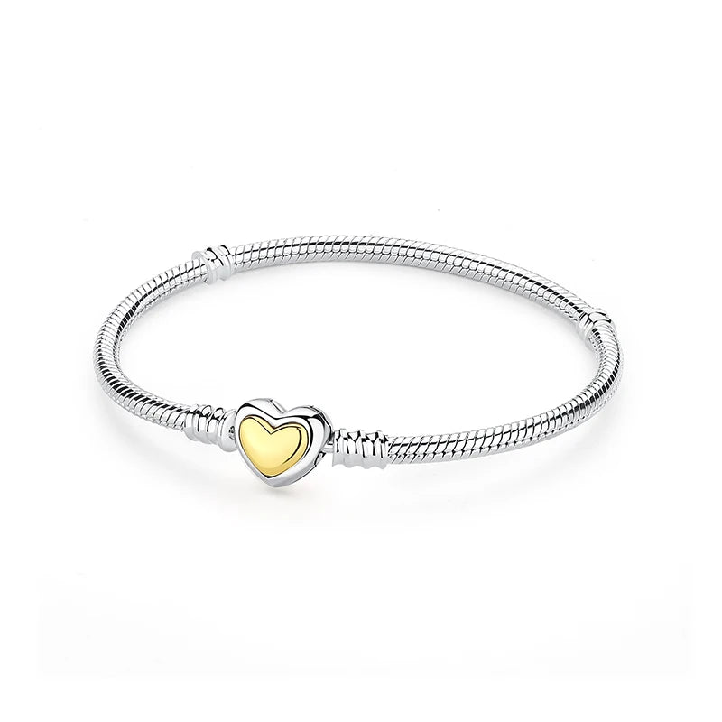 Pulsera de Plata 925 con Cierre de Corazón Brillante