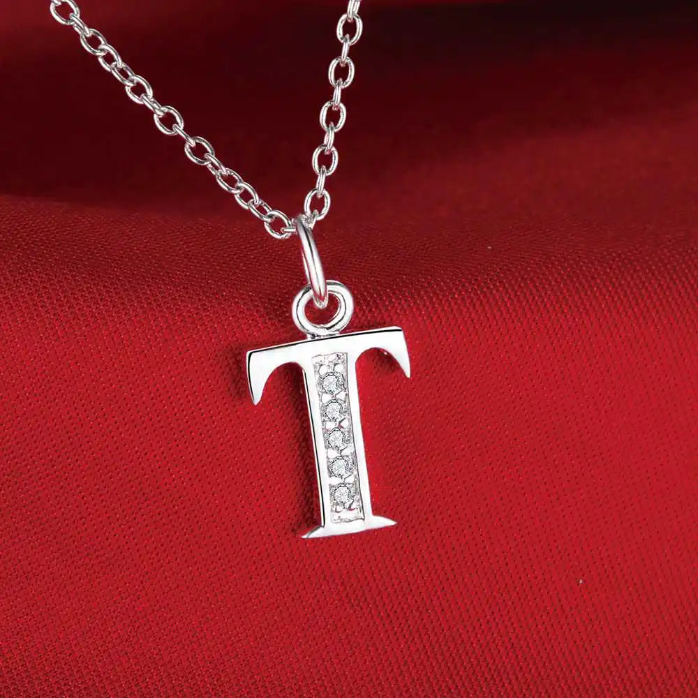 Collar de Letra Inicial Plata 925 con Zircón