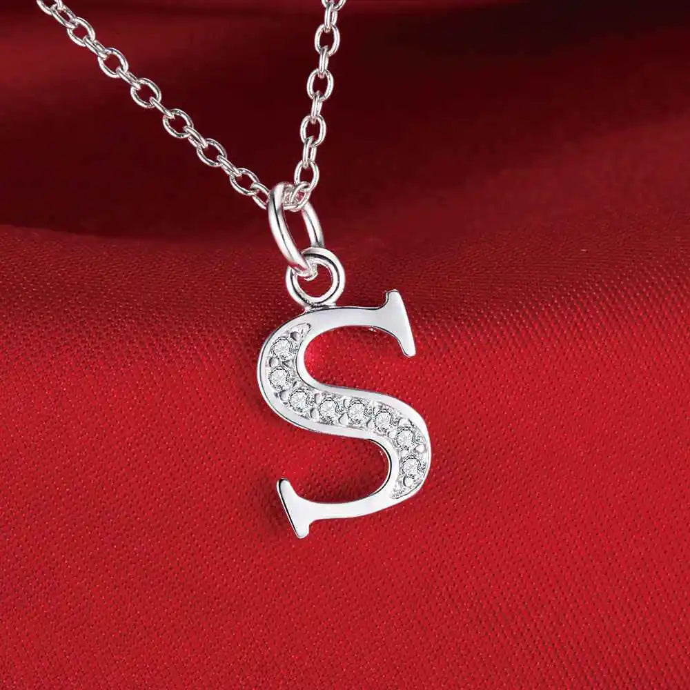 Collar de Letra Inicial Plata 925 con Zircón