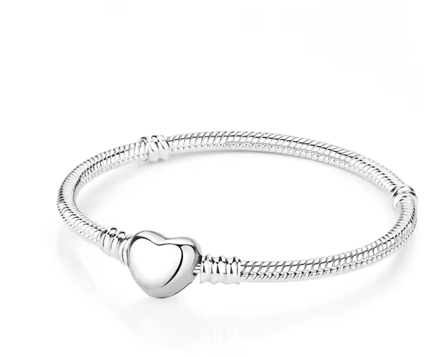 Pulsera de Plata 925 con Cierre de Corazón Brillante